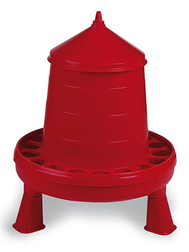 Mangeoire poule rouge avec anse et pieds 4kg deluxe